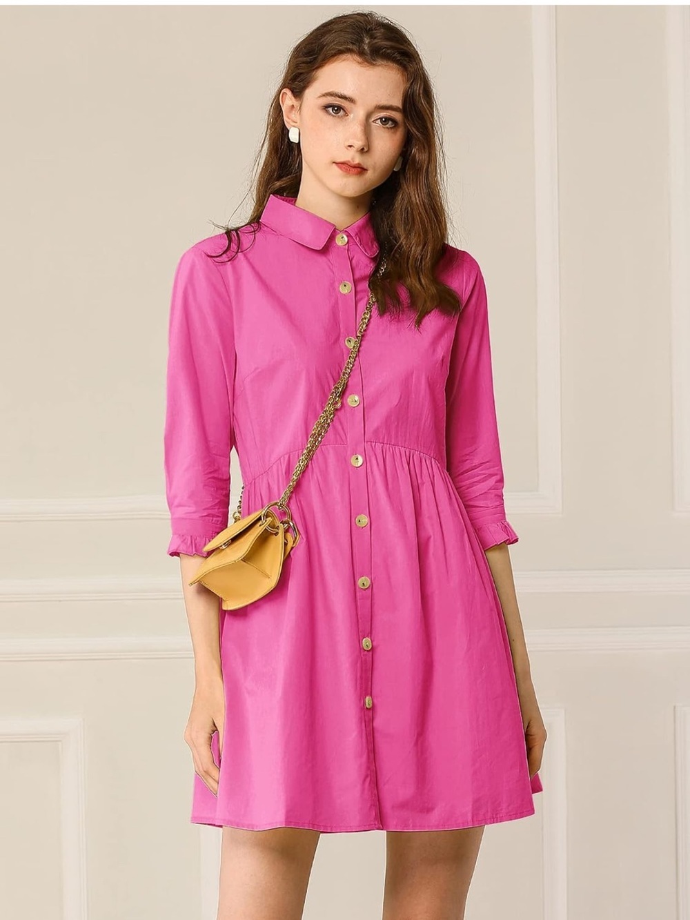 Red Allegra K Button-Front Shirt Dress - Size Small